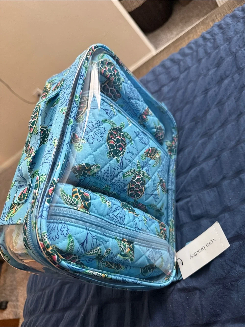Vera Bradley Light Blue Quilted Sea Turtle Travel Organizer Set